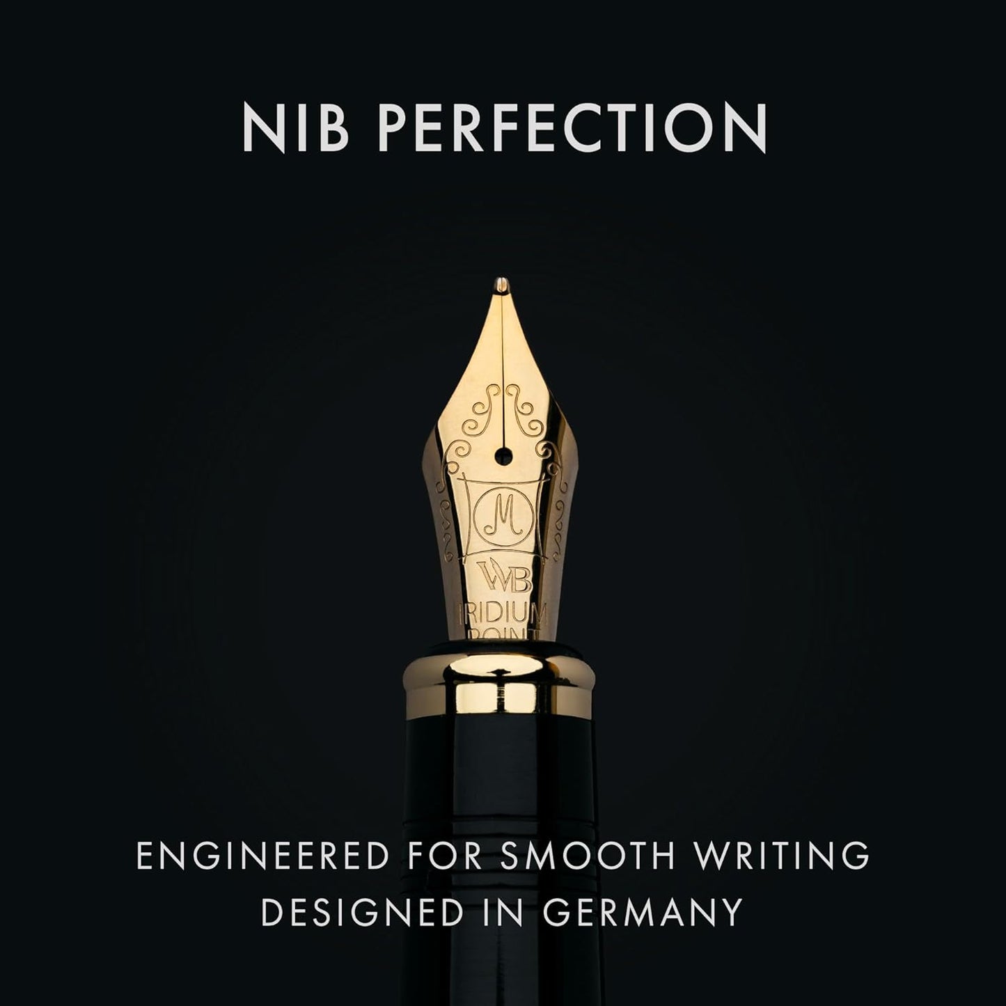 Wordsworth & Black Primori Fountain Pen Set [Stunning Gold]; Medium Nib, Gift Case, 24 Ink Cartridges, Refill Converter, Manual; Journaling, Calligraphy, Smooth Writing Pens; Left and Right Handed