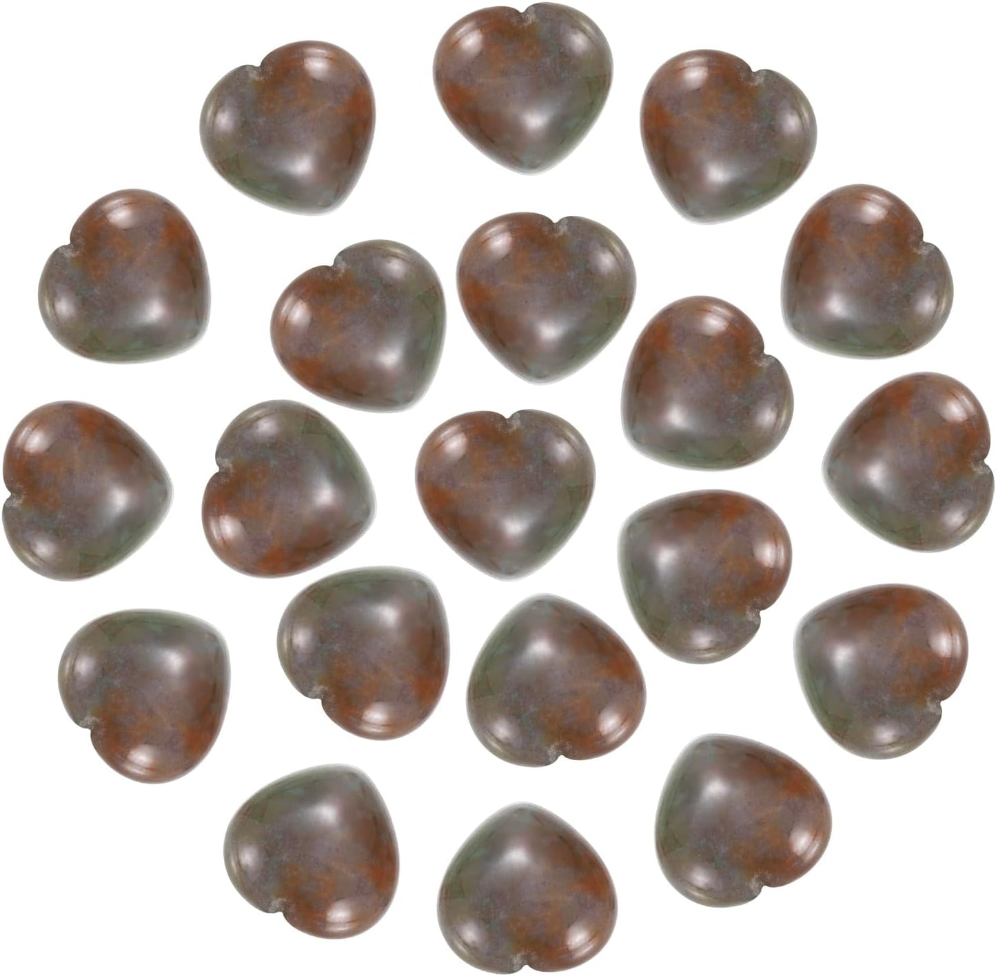 PATIKIL 20 Pcs Natural Heart Shaped Crystal Stone, 0.6 Inch Mini Polished Love Gemstone Crystal, Pocket Rock Engraved Worry Stones for Women Gifts Meditation, Gray Green