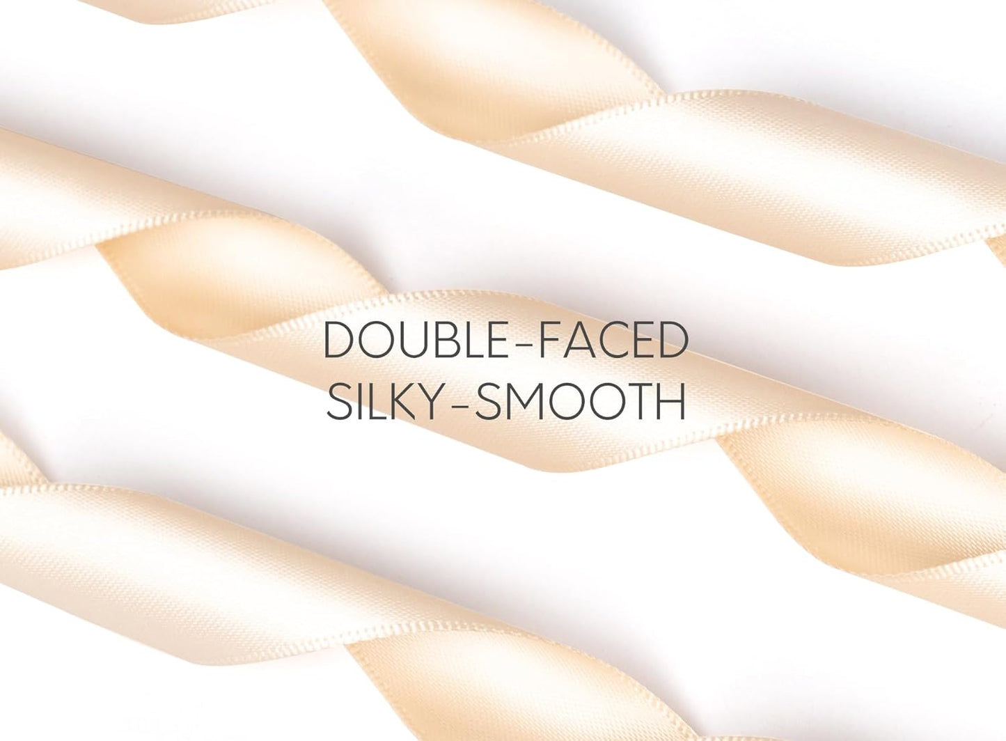 Light Champagne Satin Ribbon 7/8 Inch x 50 Yards Double-Faced Polyester Ribbons for Flower Bouquet Gift Wrapping Party Decor Wedding Invitation DIY Craft