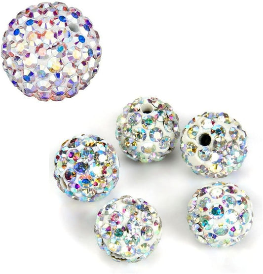 50pcs Adabele Grade A Suncatcher Crystal Rhinestone Pave Loose Beads 12mm Clear AB Polymer Clay Disco Ball Spacers Compatible with Shamballa All Craft Jewelry Making DB12-2