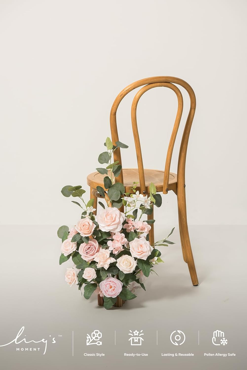 Ling's Moment 17.5" Tall Standing Artificial Flowers Arrangements 4 pcs Wedding Aisle Runner Chair Decorations Blush & Pink Centerpieces for Ceremony Reception Rose Floral Party Outdoor