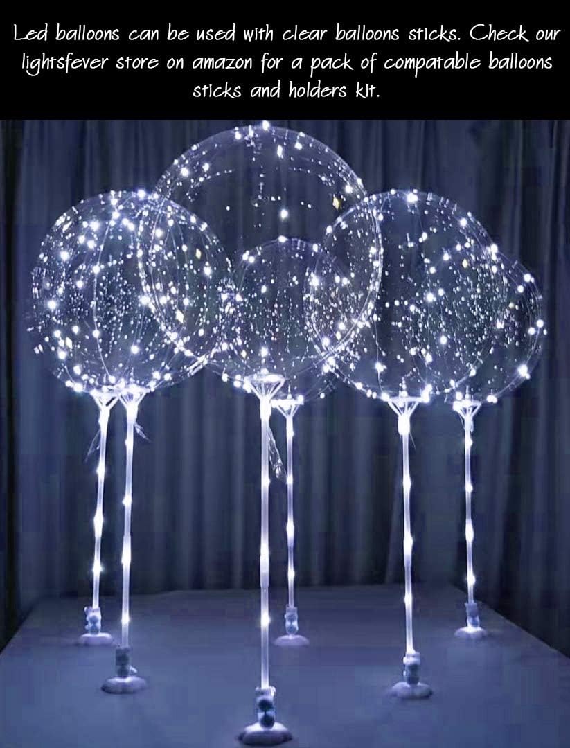 White LED Balloons Light up Bobo Party Balloons DIY kit-Clear Cold White LED Balloons for Helium or Air (cold white, 6 pack)