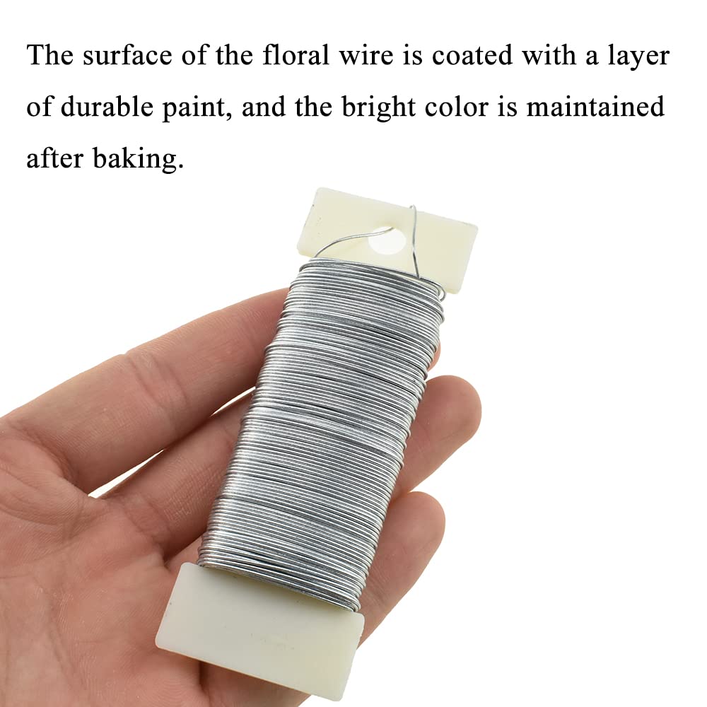 HAHIYO 22Gauge Silver Flexible Metal Floral Wire - 3 Rolls Total 115 Yards (345 Feet) for Crafts, Christmas Wreaths, Tree, Flower Arrangement, Bouquet Wrapping, Wedding DIY