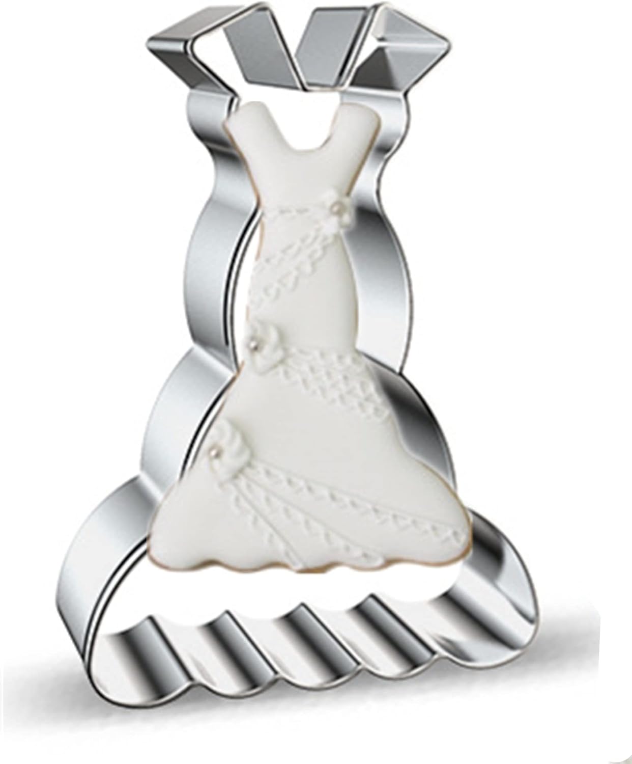 Large Size Dress Shaped Cookie Cutter, Stainless Steel Sleeveless Mermaid Fishtail Princess Wedding Dress Cookie Cutter, 4.7 Inches