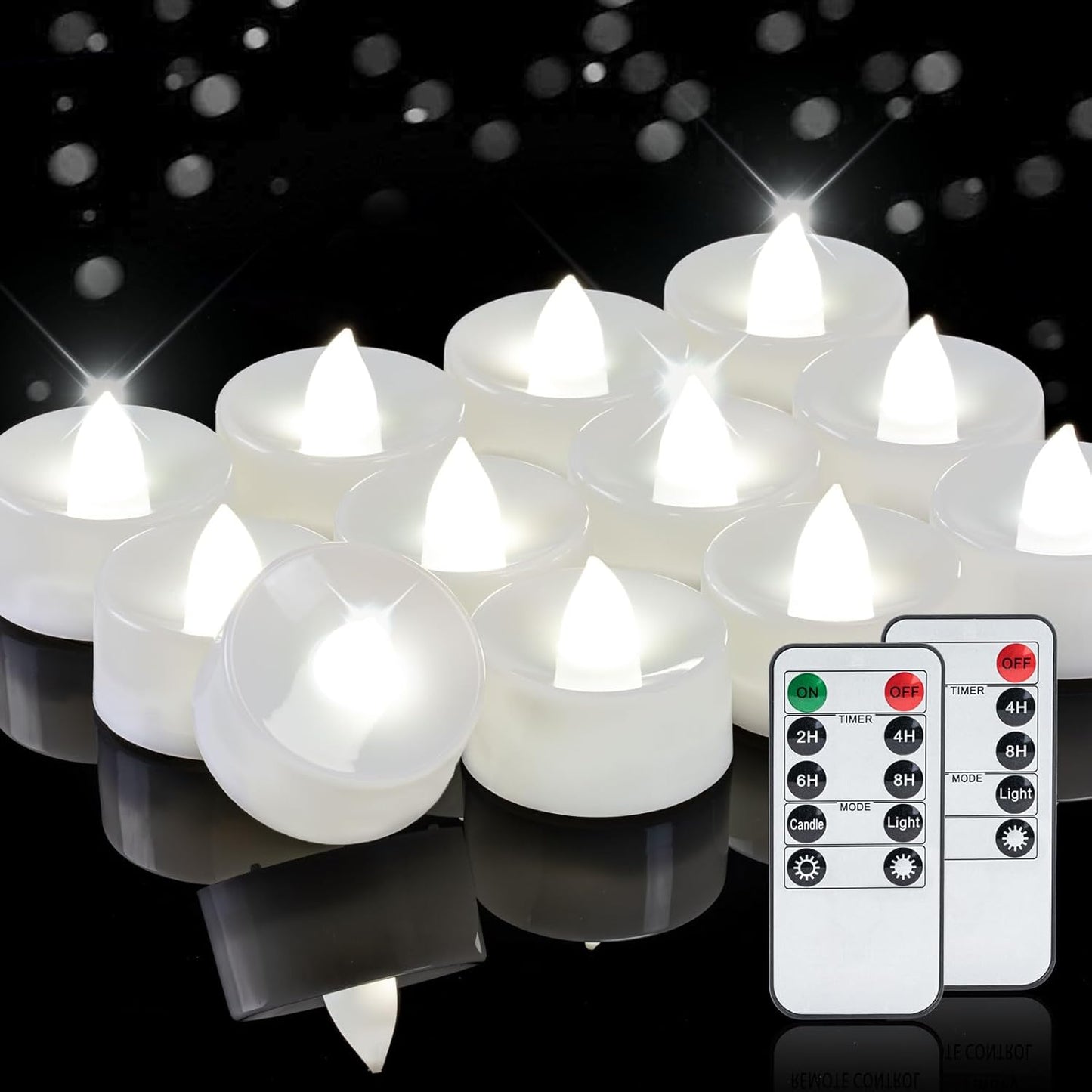 Homemory 24pcs Flameless LED Tea Lights with Remote & Timer, 400+Hours Realistic Flickering Battery Candles for Seasonal, Tabletop, and Centerpieces Decor