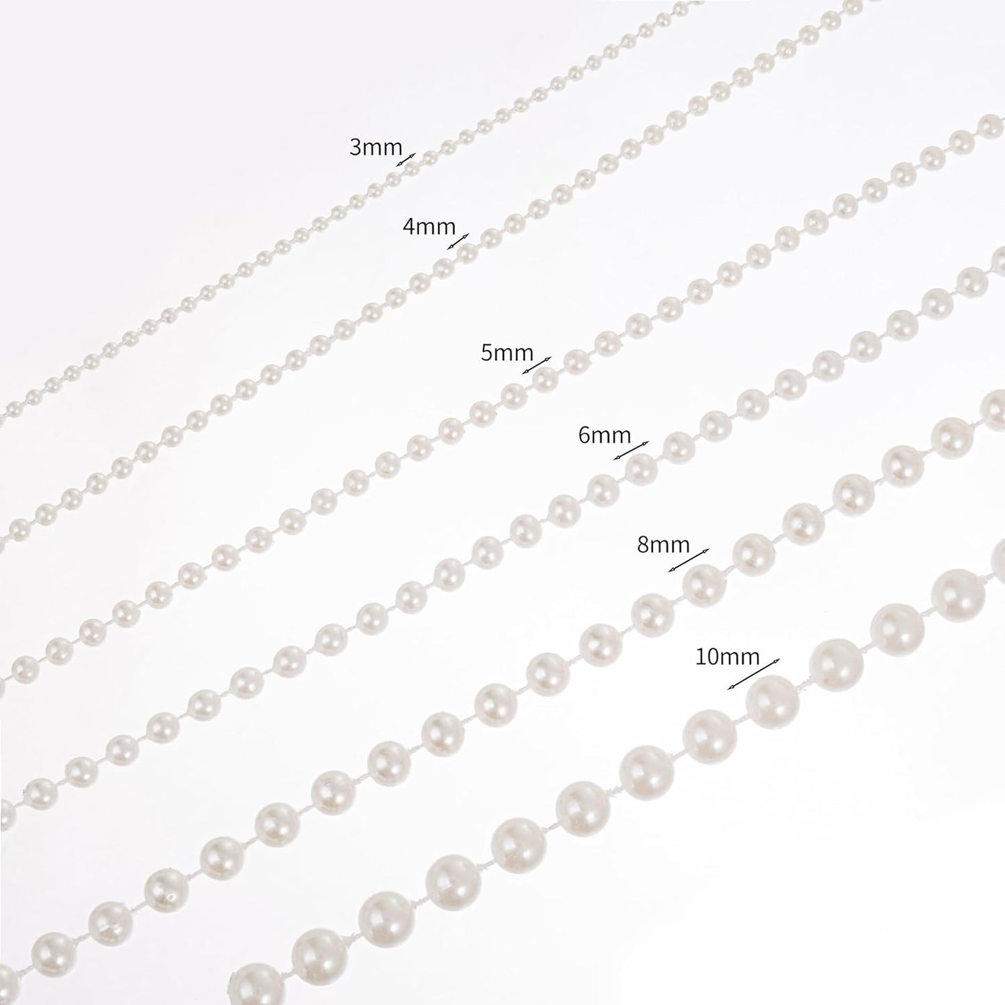 4mm Crafts Faux Pearl Beads Garland Pearl Bead Roll Strand of Pearls to Decorate Floral Centerpieces Wedding Party Favor Christmas Tree(131 Feet Silver)