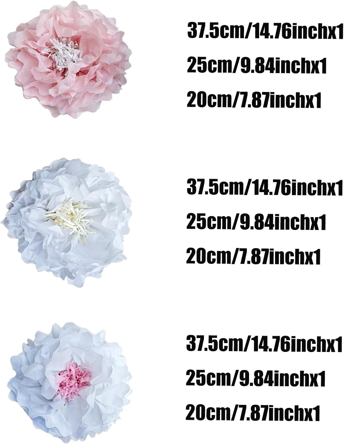 Pink Paper Flowers Decoration-Blush Pink Cream Colorful Paper Pom Poms Wall Decor for Baby Showers, Weddings, Graduations, Tea Parties, Engagement