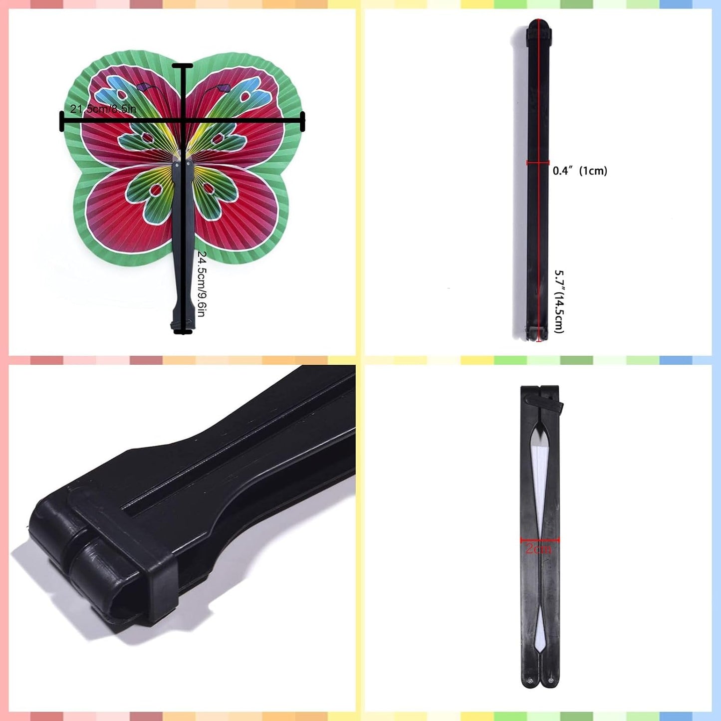 24 Pieces Folding Hand Paper Fans Handheld,Butterfly Decorations Accordion Fans Bulk for Festival Wedding Party Dancing Birthday Favors Decorations