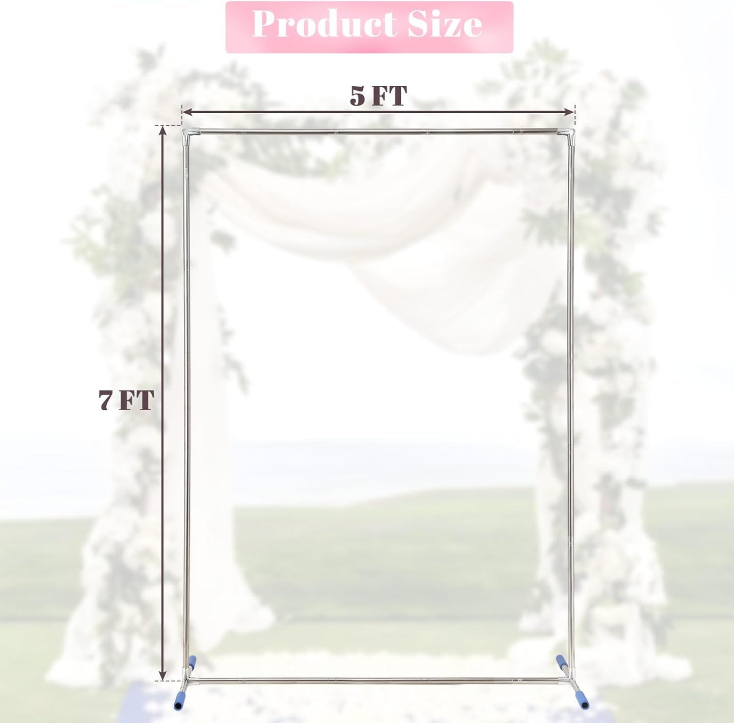 Arch Backdrop Stand,7x5 FT Metal Wedding Square Backdrop Stand for Ceremony Square Stainless Steel Backdrop Stand for Parties,Wedding,Birthday,Anniversary,Baby Shower,Garden Decoratip