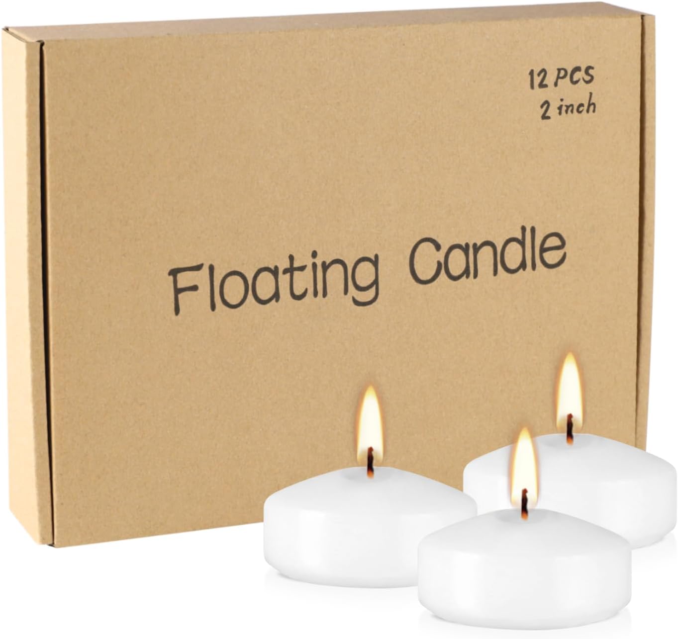 12 pcs Floating Candles, Smoke-Free and odorless, Burning continuously for 5-6 Hours, White, 2-inch Floating Candles, Suitable for Valentine's Day, Weddings, Holidays, Home Decoration