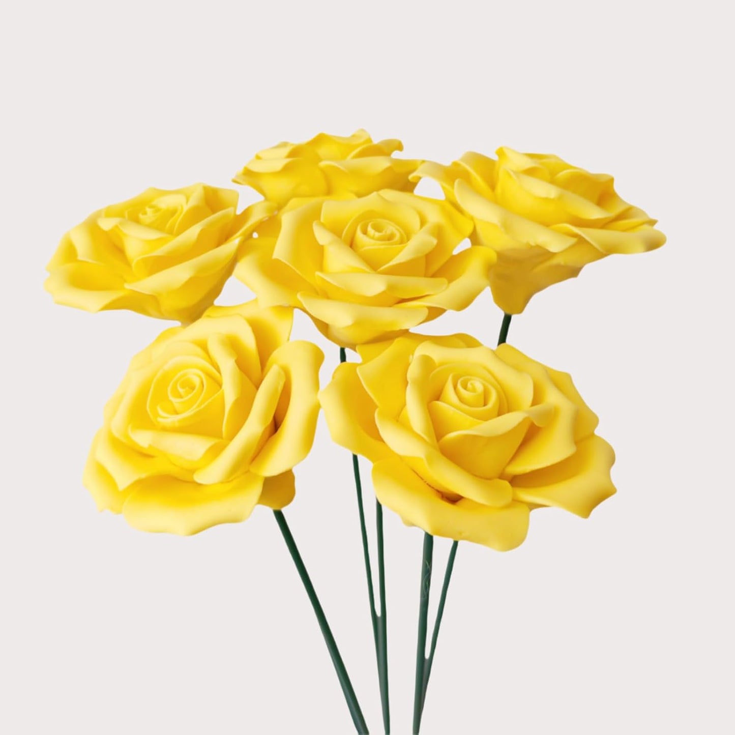 6 pcs Handmade Ceramic Roses,Featuring Vibrant Colors and Intricate Petal Details Floral Decorations Wedding Decoration Christmas Decor Gift Providing Long-Lasting Beauty (Yellow)