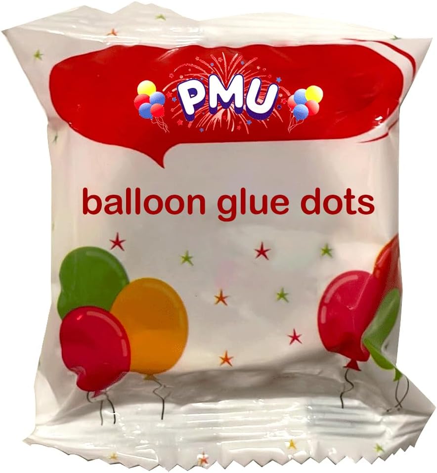 PMU Balloon Accessories, Multicolor, Double Sided, Removable Adhesive Stickers for Balloons, Walls and Party Decorations, 100/roll Pkg/3