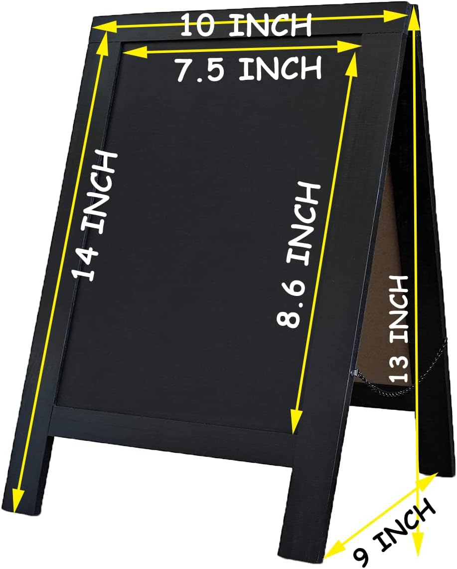 Rustic Whitewash Double Sided Chalkboard with 8Pcs Liquid Chalk Markers, 7.5"*8.6" Tabletop Stand, Small Countertop Chalkboard Easel for Menu, Kitchen, Restaurants, Bar, Wedding and Home Decor (Black)