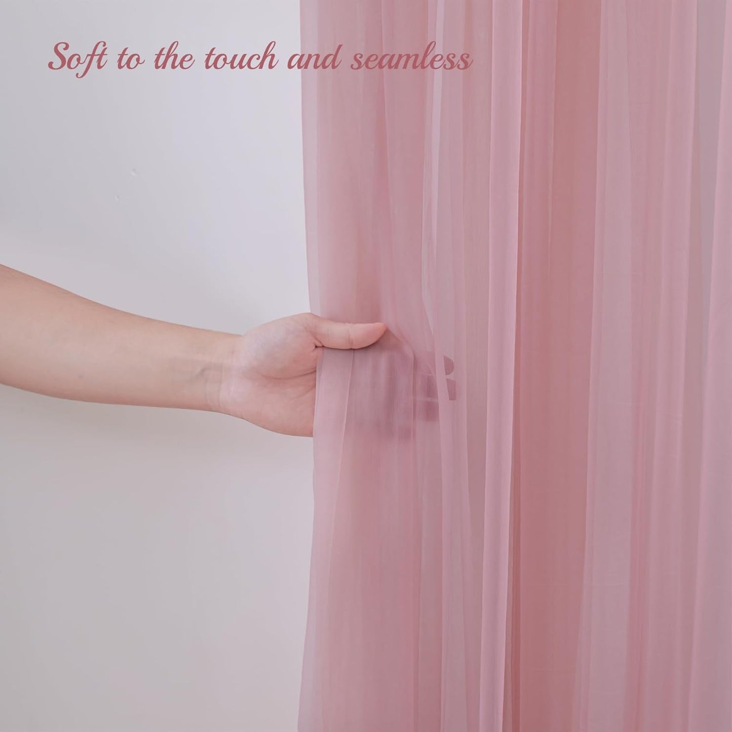 10x10ft Dusty Rose Tulle Backdrop Curtain for Parites, Sheer Backdrop Curtains for Wedding Baby Shower Birthday Party Photo Shoot Decorations