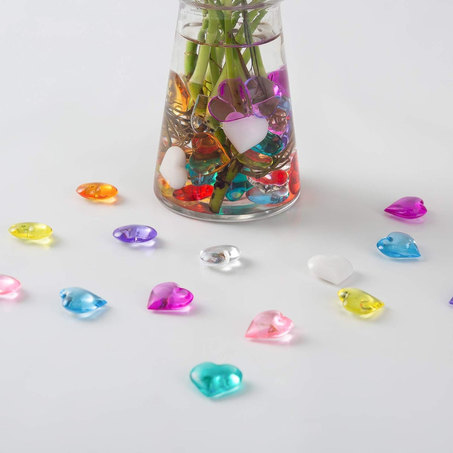 Acrylic Hearts Shaped Crystals Gems Light Royal Blue for Table Scatter, Valentine's Day, Wedding, Artwork, Birthday Party Decoration, Favor Vase Filler (150 Pieces)