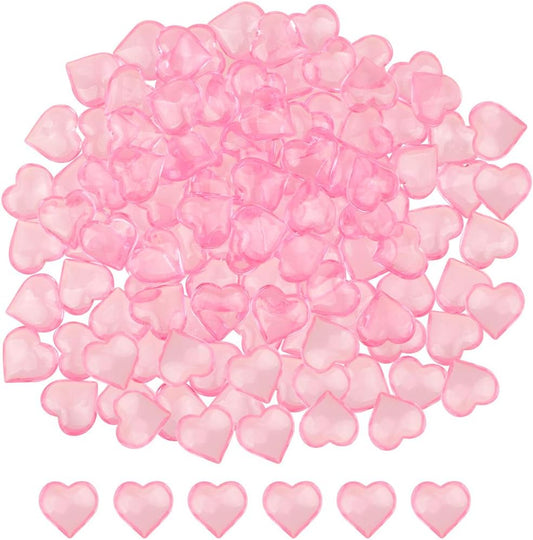 Fangoo 220 Pieces Pink Acrylic Heart Flat Back Heart Gems for Valentine's Day Decorations, Vase Filler, Table Scatter Decoration, Wedding Decorations,Home Decorations(Pink, 1LB)