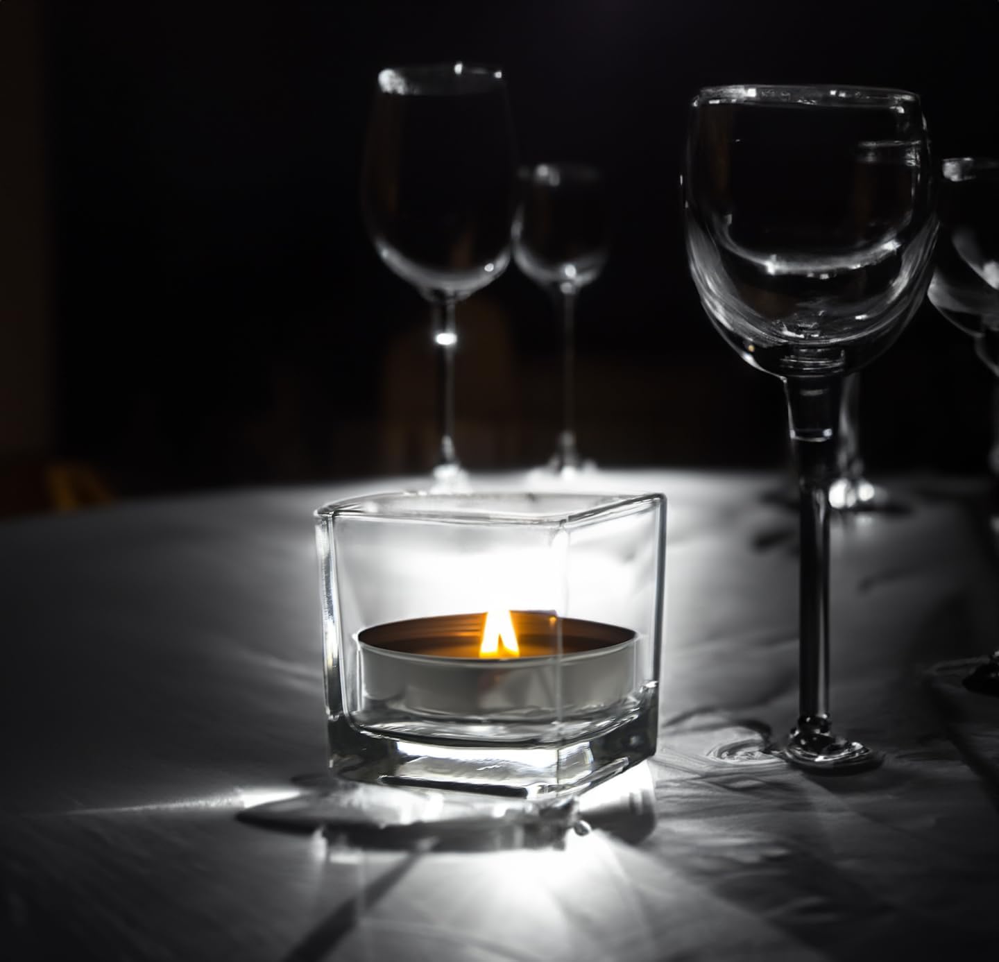 WGV 2 Inch Tea Light Votive Candle Holder, Clear, Square Cube 2”x2”, Small Tiny, Home Décor, Table Top, 1 Pc