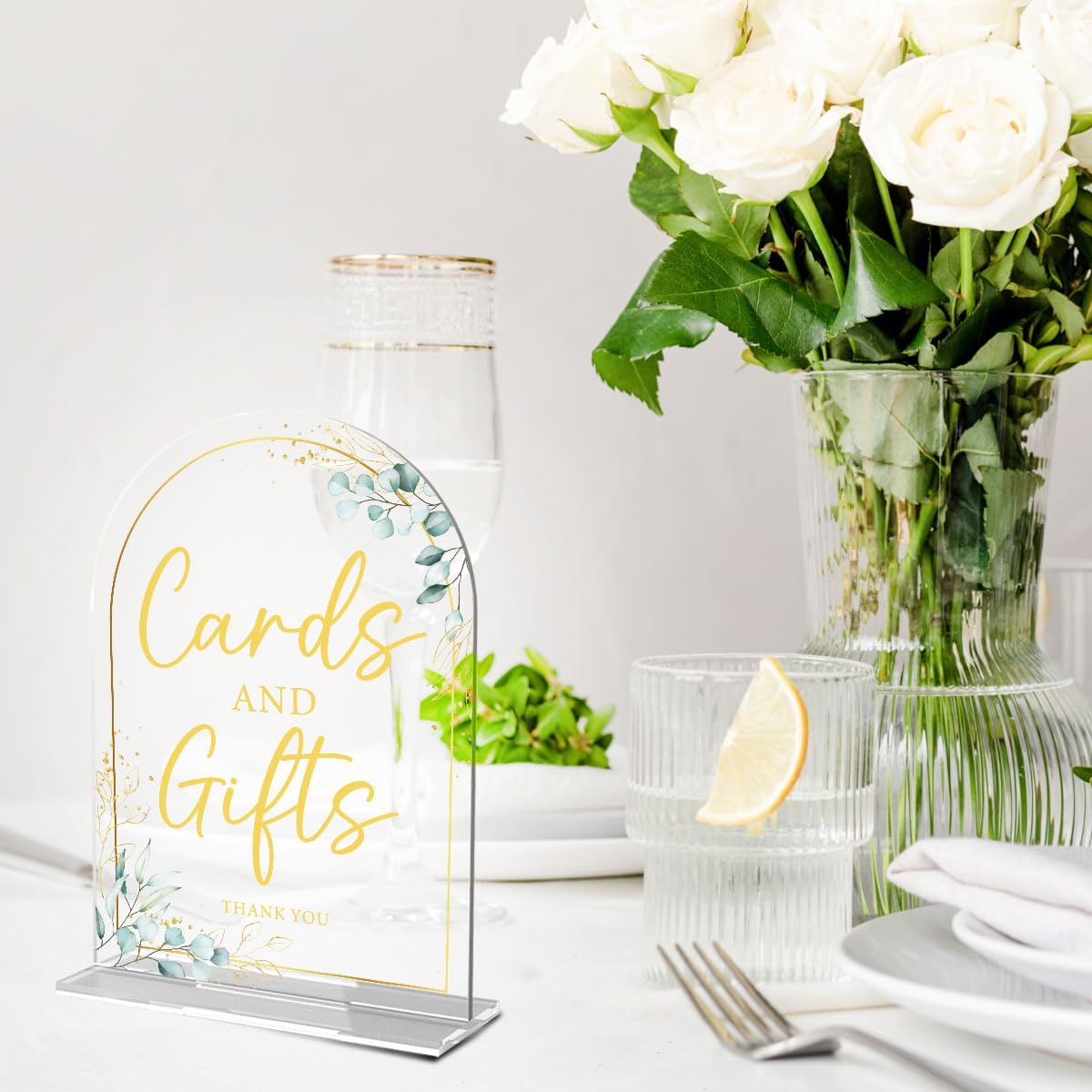 4-Piece Acrylic Wedding Sign Set for Ceremony & Reception - 5x7 Inch clear Guest Book, Cards & Gifts, Please Sign Our Guest Book, Please Take One, In Loving Memory - Wedding Decor Bundle