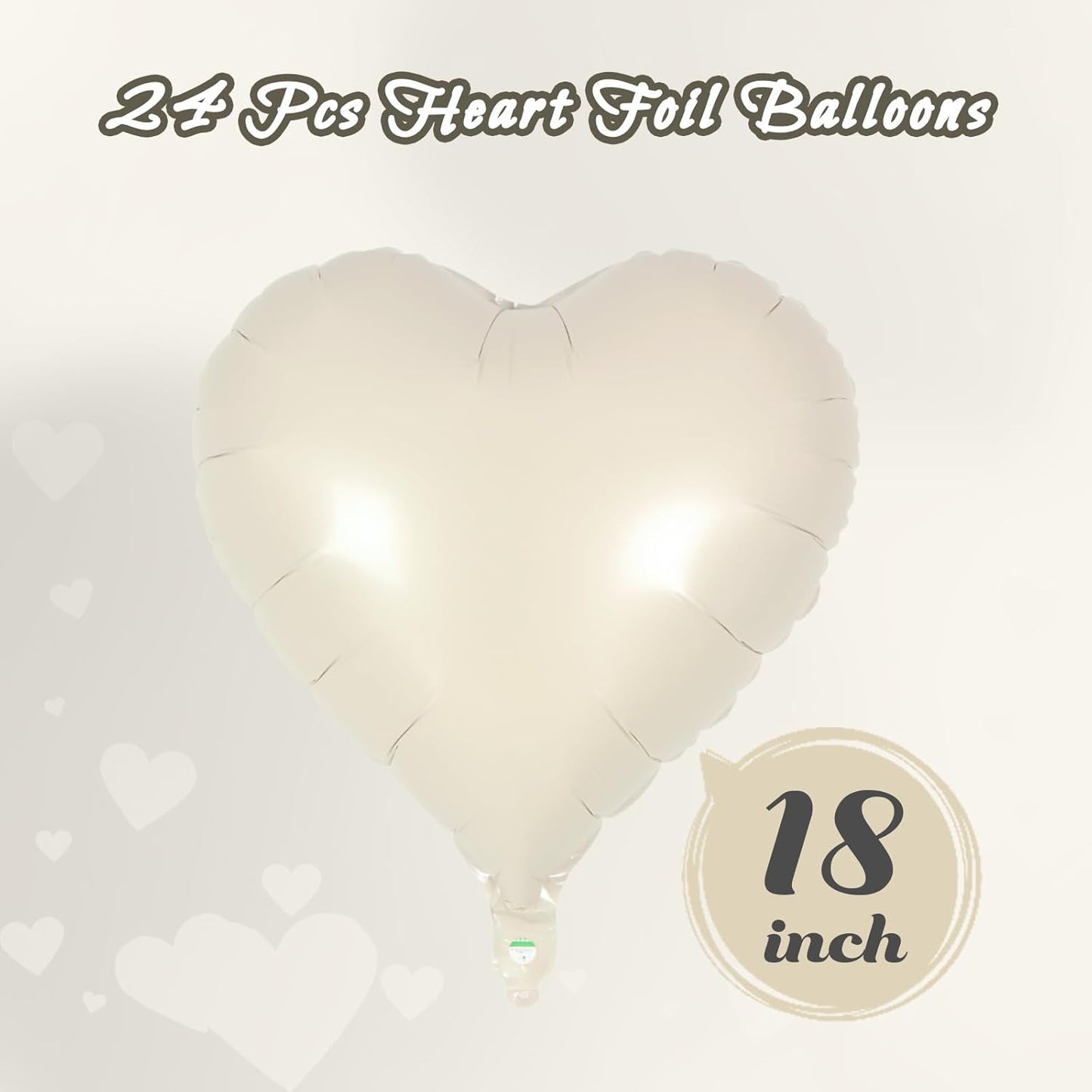 24 Pcs Cream Heart Balloons,18 inch Heart Shape Foil Balloons Love Balloons Valentine Balloons for Birthday Party Wedding Engagement Party Baby Shower Valentine Day Decorations (Cream)