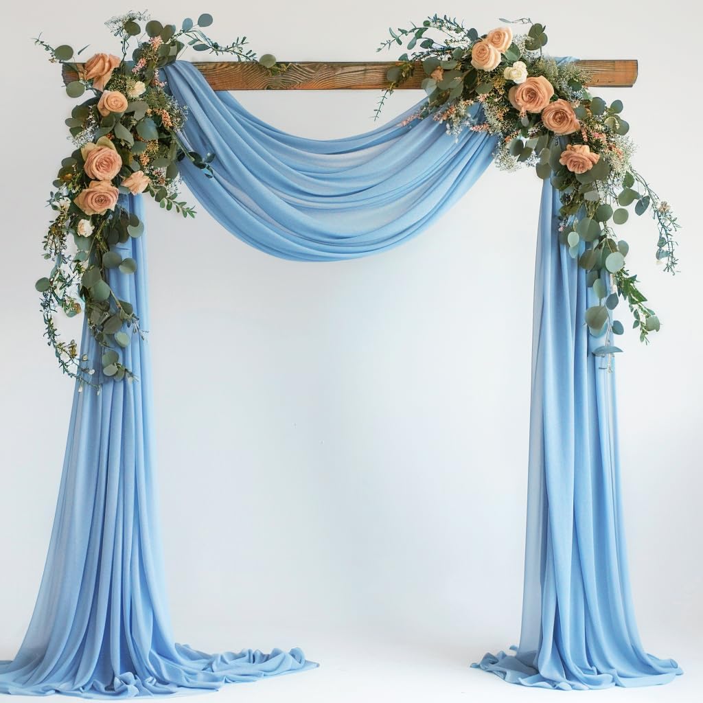 Wokceer Wedding Arch Draping Fabric 28.7" x 20FT Dusty Blue Drapes Sheer Fabric Backdrop Arch Draping Fabric for Wedding Ceremony Birthday Party Bridal Shower Decoration