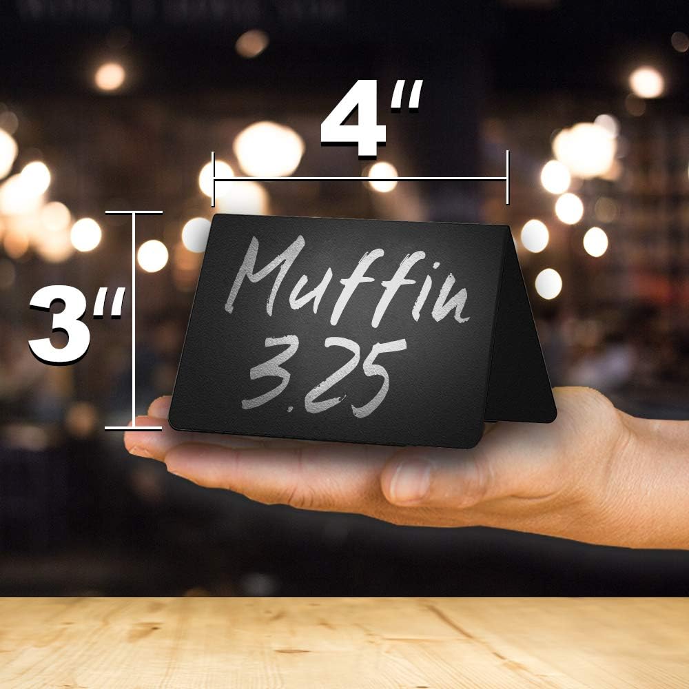 20 Pack Chalkboard Tent Signs 4x3 – Mini Tabletop Food Labels for Buffet Wedding & Party Use – Plastic Reusable Chalk Name Tags & Display Signs for Events