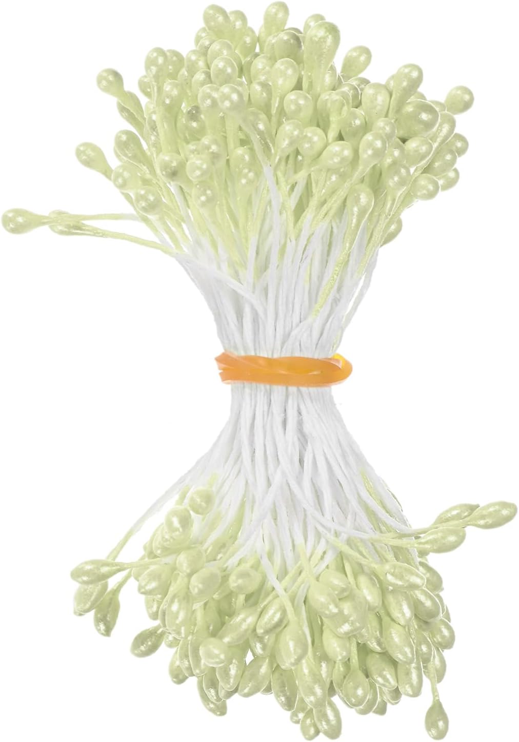 150-Pack Flower Stamens for Crafts, 5mm Double Heads Artificial Pearl Floral Pistil Mini Flower Pollens Stamens for DIY Making/Wedding/Scrapbook Decoration [Light Yellow]