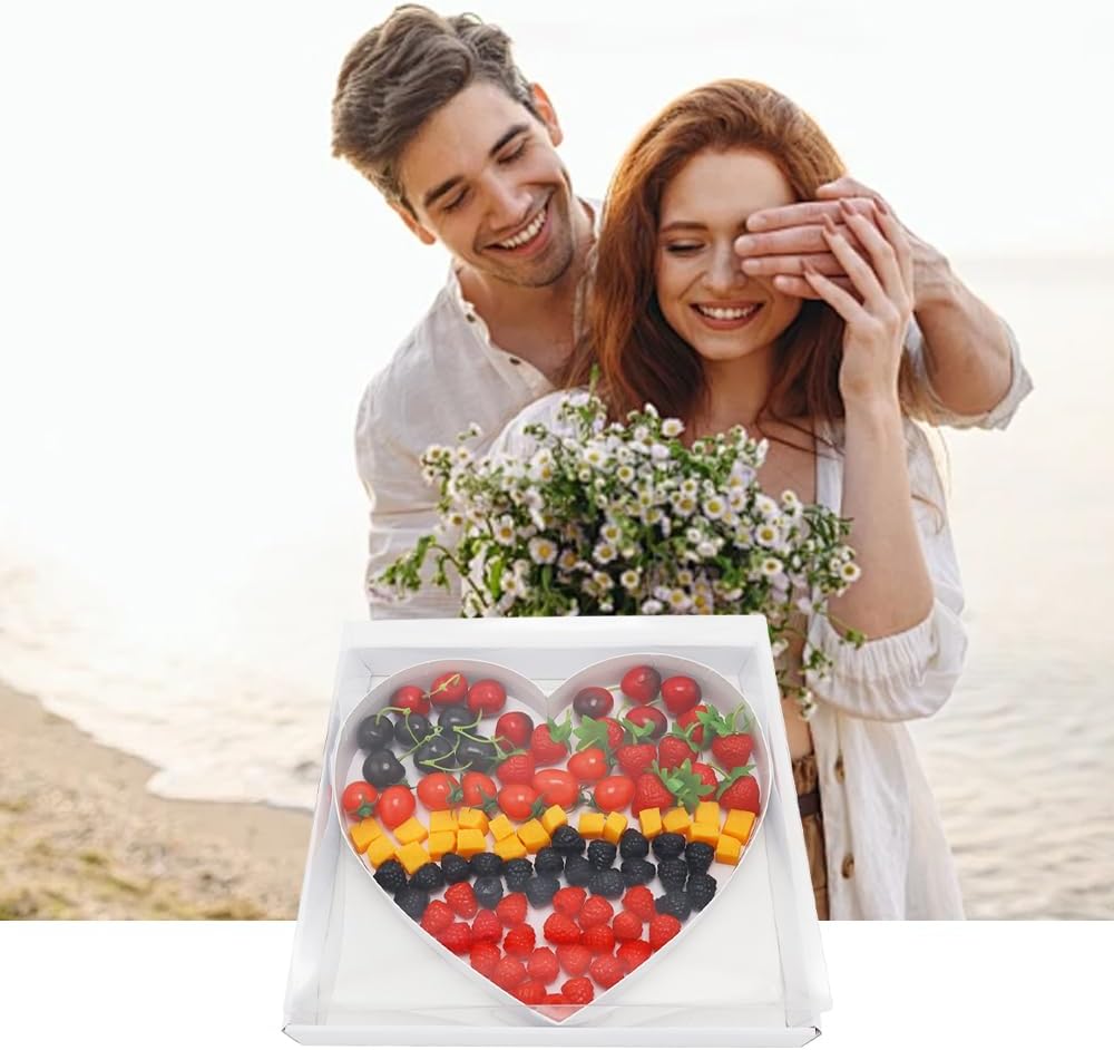 12" Fillable Cardboard Letter Charcuterie Gift Cupcake Box With Cover Sweets Packaging (Heart)