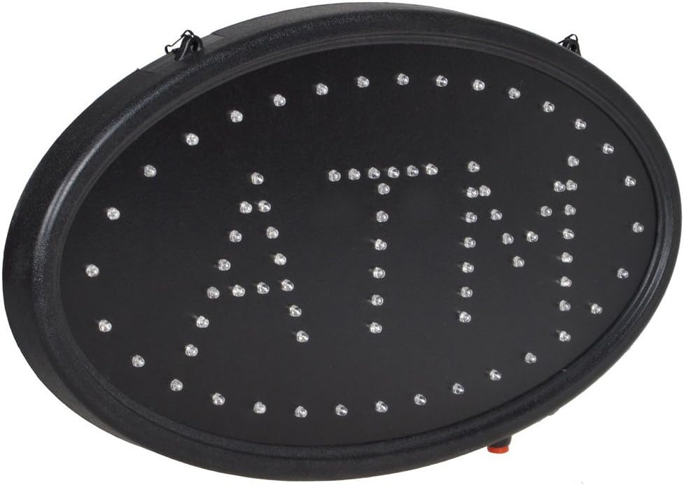 Boshen Led ATM Signs Decor for Bank Business Mart Shop Store Bar Cafe Now Open Sign Display On/Off Switch + Chain (19" Lx 10"W(Oval"ATM"))