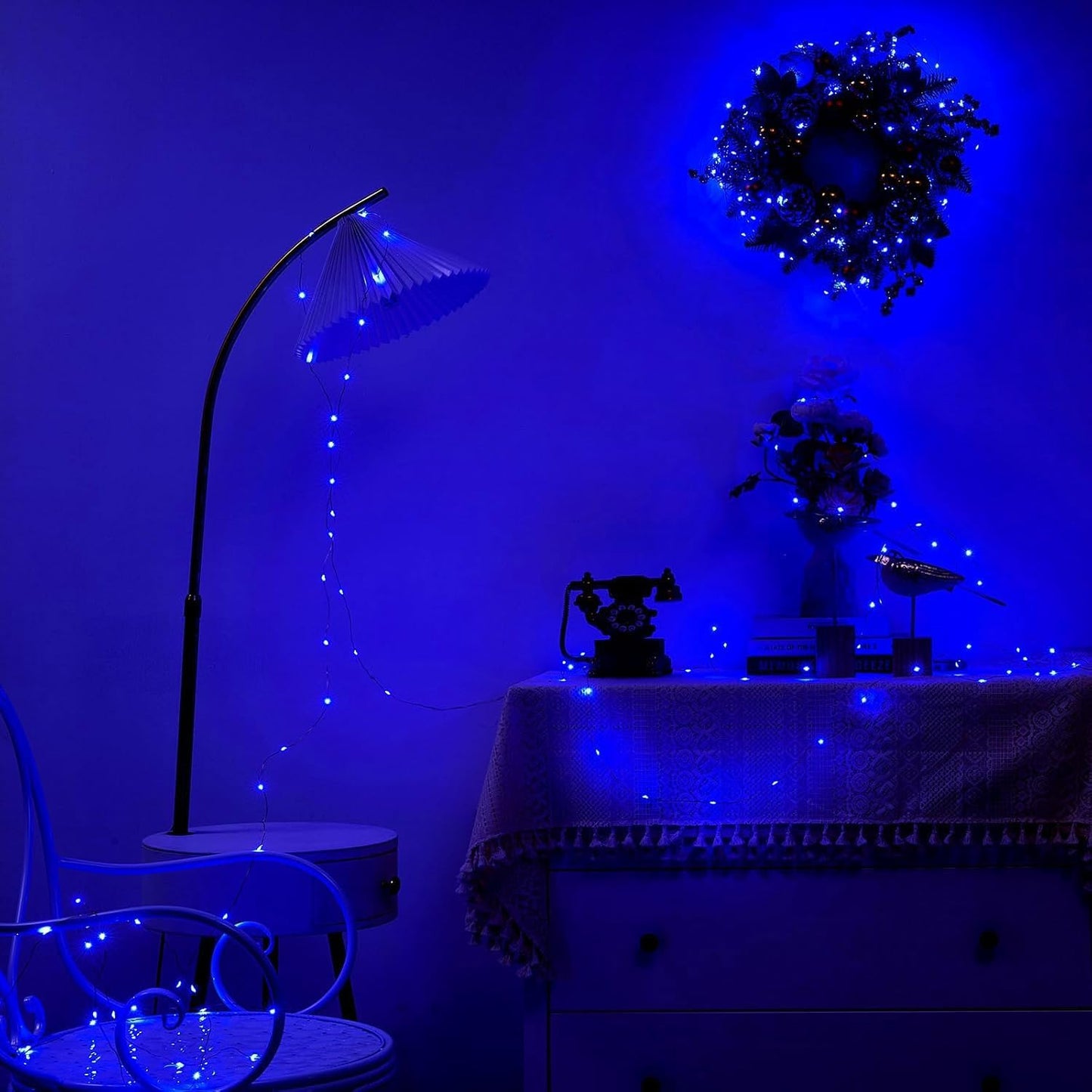 24 Pack LED Fairy Lights Battery Operated 7Ft 20Led Mini String Lights Waterproof Christmas for Mason Jars Bedroom DIY Party Wedding Christmas Decor Blue