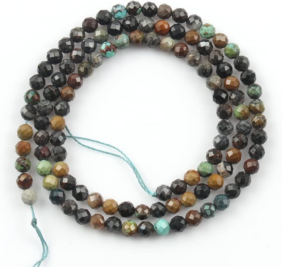 Song Xi 120pcs 3mm Natural African Turquoise Gemstone Beads Faceted Round Loose Stone Beads for Jewelry Making