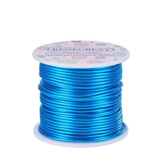 BENECREAT 12 17 18 Gauge Aluminum Wire (12 Gauge,100FT) Anodized Jewelry Craft Wire Beading Floral Colored Aluminum Craft Wire for Garden, Model Making - Deep Blue
