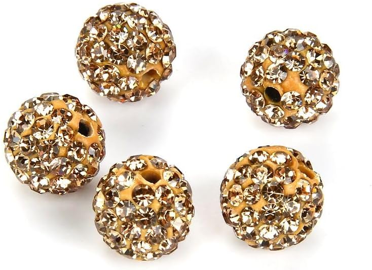 25pcs Adabele Grade A Suncatcher Crystal Rhinestone Pave Loose Beads 8mm Crystal Golden Shadow Polymer Clay Disco Ball Spacers Compatible with Shamballa All Craft Jewelry Making DB8-28
