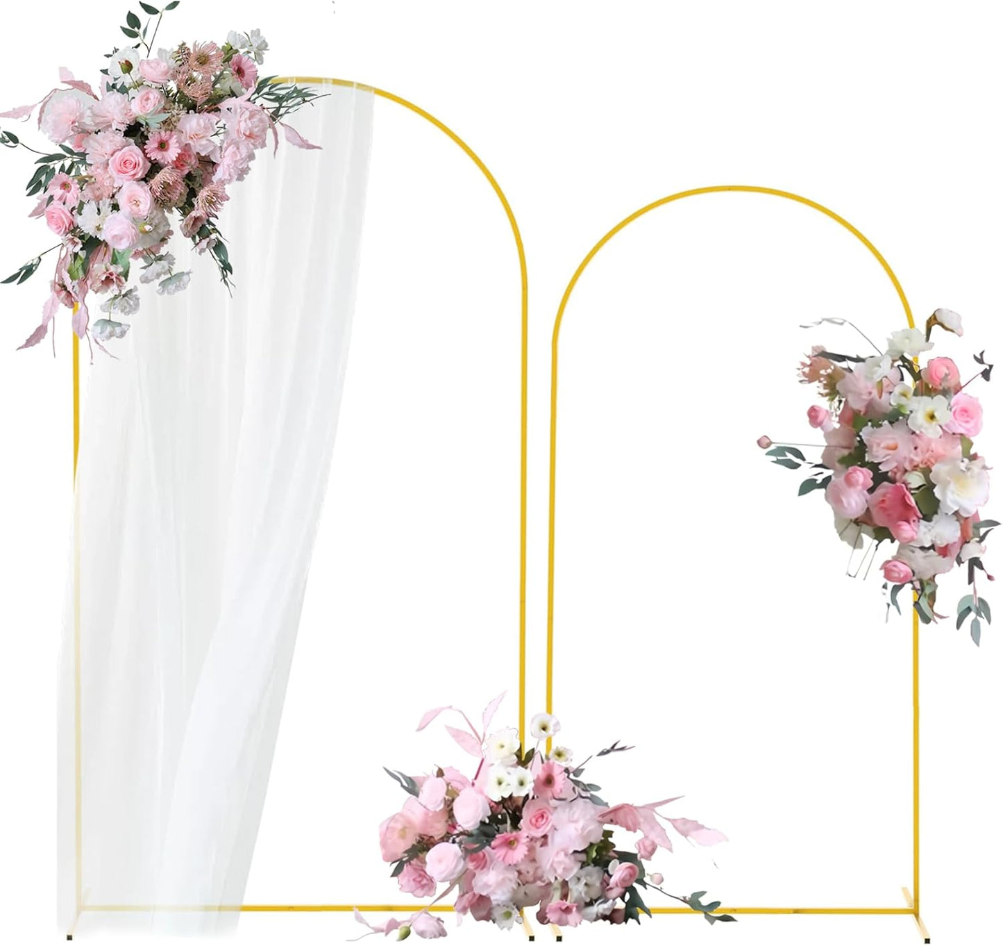 Bazen Wedding Arch Backdrop Stand 7.2FT, 6.6FT Set of 2 Metal Arch Backdrop Stand for Birthday Party Wedding Ceremony Bridal Baby Shower Banquet Party Event Decor