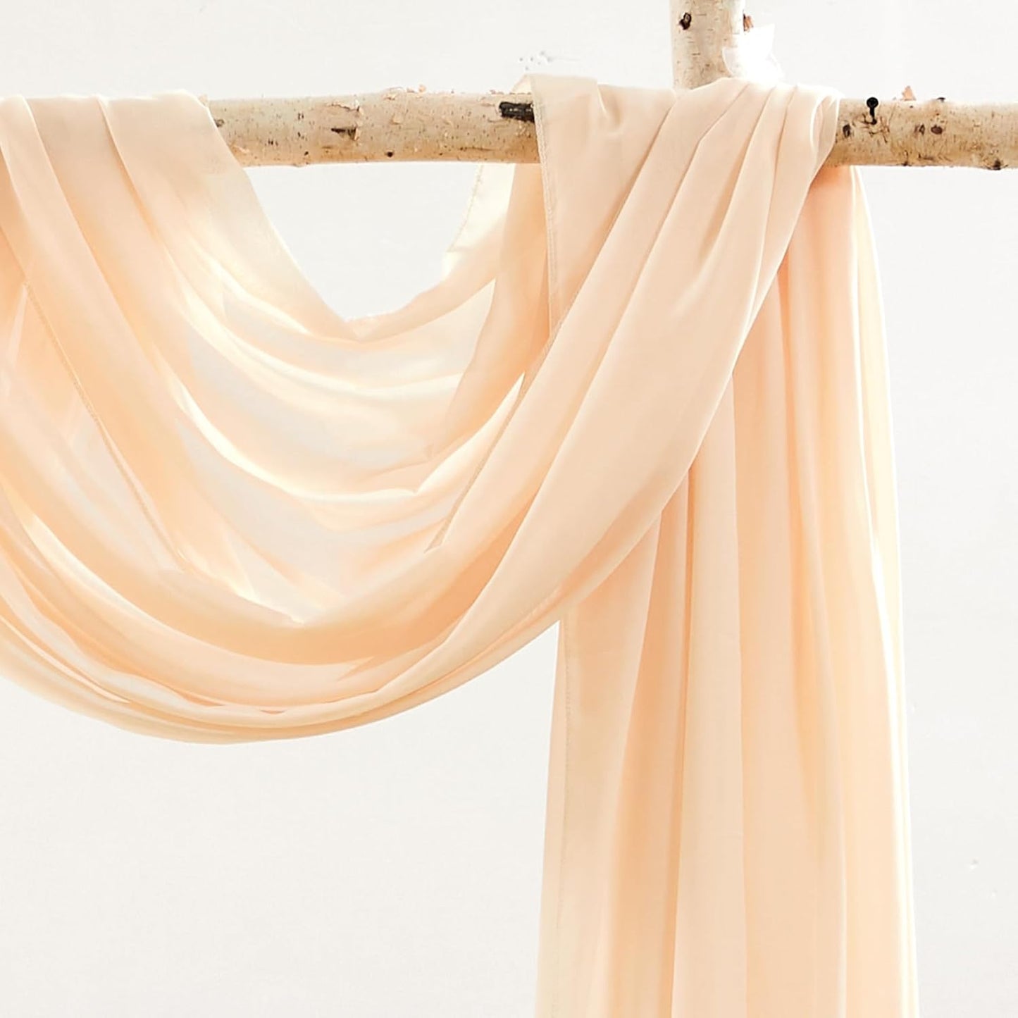 Wedding Arch Draping Fabric,1 Panel 29" x 18Ft Champagne Sheer Chiffon Curtain Drapes 6 Yards for Wedding Ceremony Birthday Party Decoration