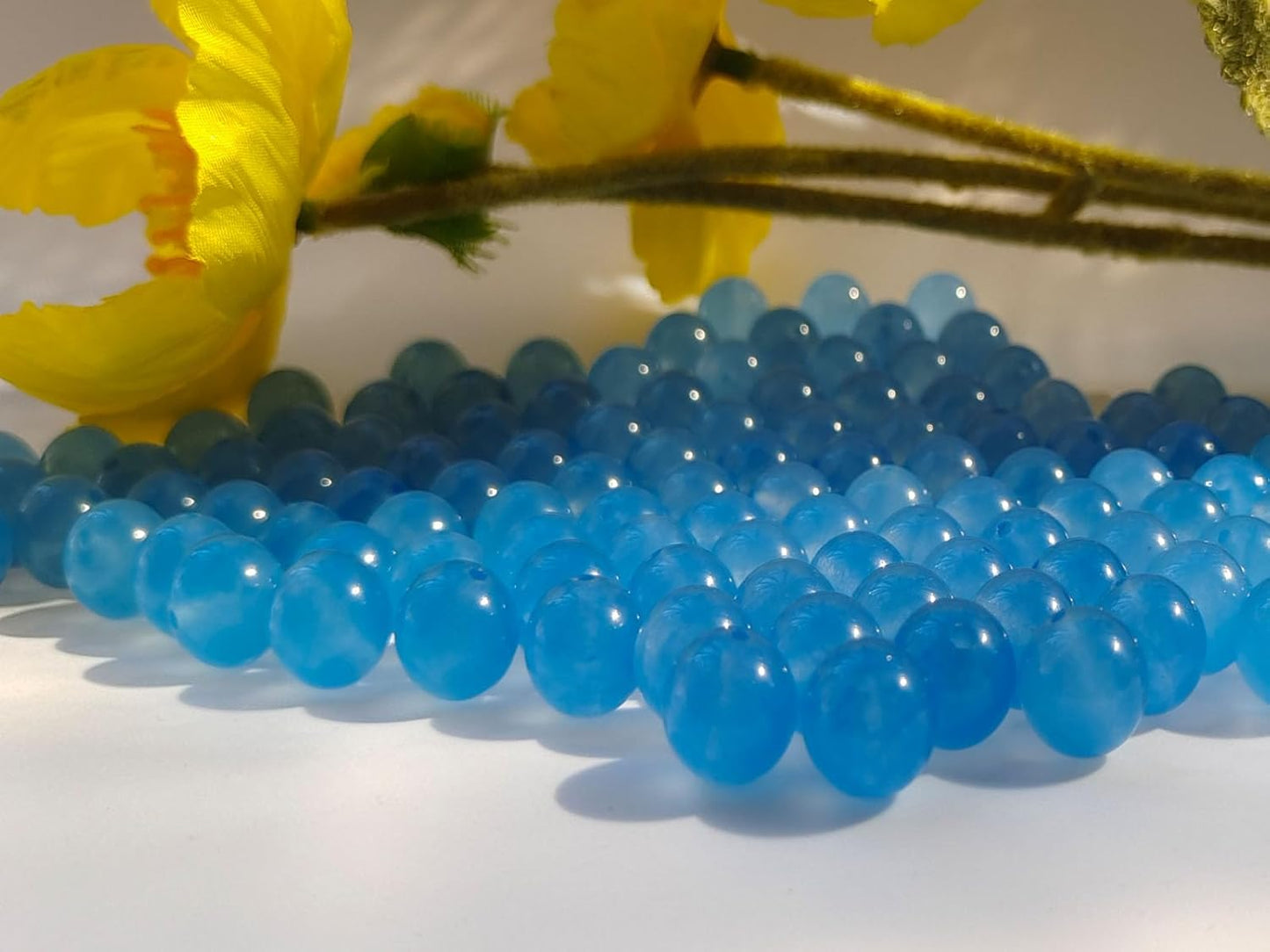 Stone Beads 10mm 60pcs Light Blue Chalcedony Beads Round Loose Gemstones Beads for Bracelet Necklace Jewelry Making (10mm, 61028 Light Blue Chalcedony)