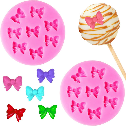 Bow Fondant Molds, AIMEIKI 2 Pack Mini Bows Silicone Fondant Molds Bowknot Candy Chocolate Mold for DIY Cake Decoration