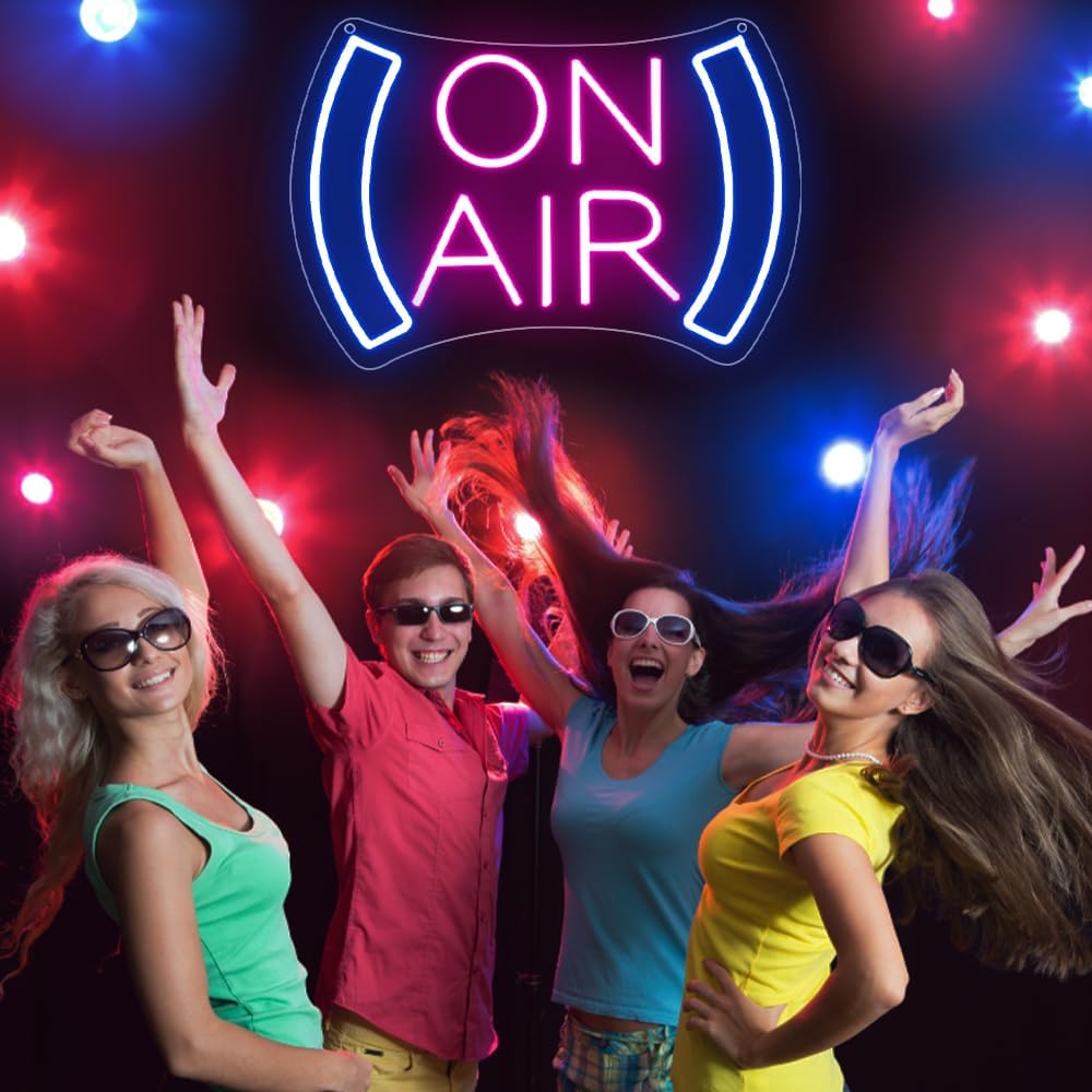 On Air Neon Sign for Wall Decor,Recording in Progress Sign for Studio Bedroom Game Room Podcast Bar Pub Club Broadcasting Room,On Air Light Sign Gift for Streamers Gamers Teens USB Powered（8.5"*12.4"）