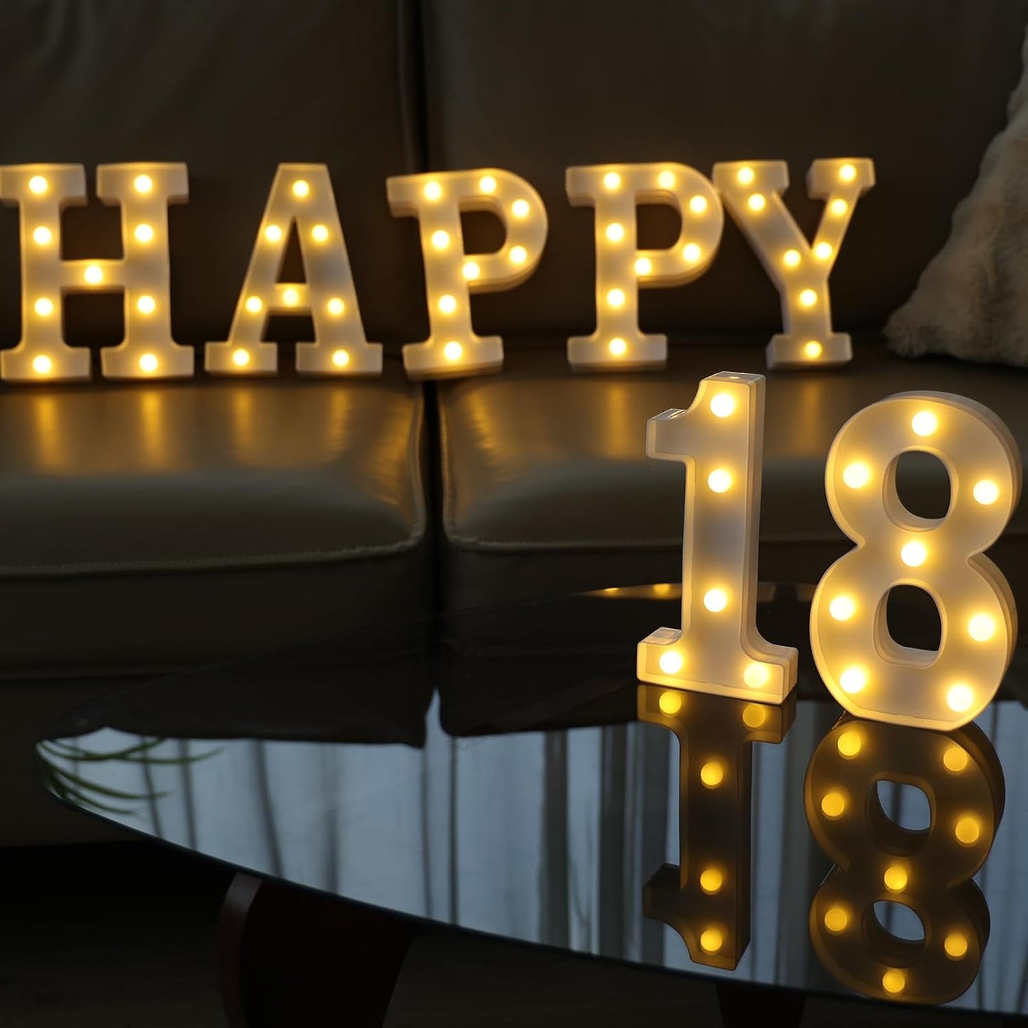 Decorative Led Light Up Numbers, 18th Birthday Decorations, Warm White Led Numbers Lights, Lighted Marquee Number Sign for Sweet 18th Party Decor