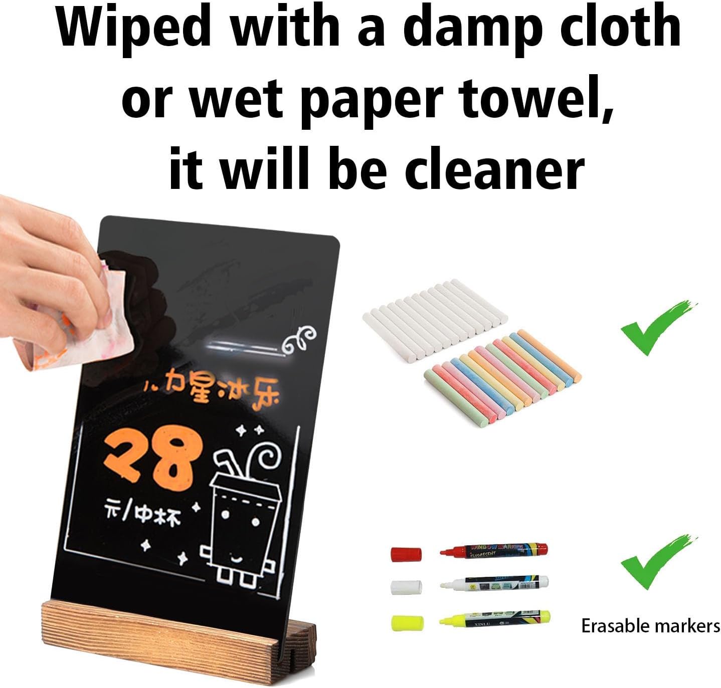 Chalkboard Sign - 8.7x12 in Decorative Family Message Board with Base