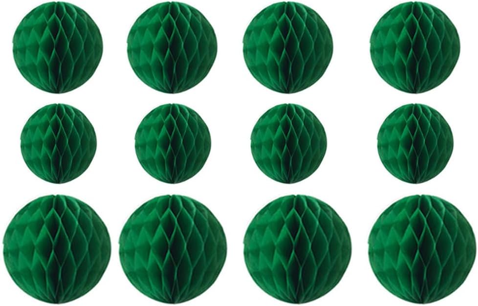 12pcs Party Honeycomb Balls Decorations - 4'' 8'' 10'' Honeycomb Tissue Pom Balls for Baby Shower, Birthday, Wedding & Nursery Wall Decor (Green)