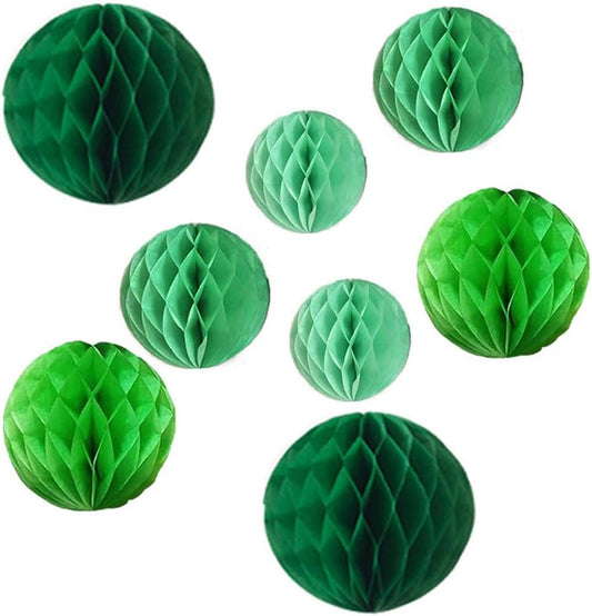 8pc Honeycomb Balls Party Decorations 6''8''10''12'' Tissue Paper Pom Poms Flower Balls Hanging Paper Honeycomb Balls for Party Baby Shower Birthday Wedding Nursery Wall Decor Green Set