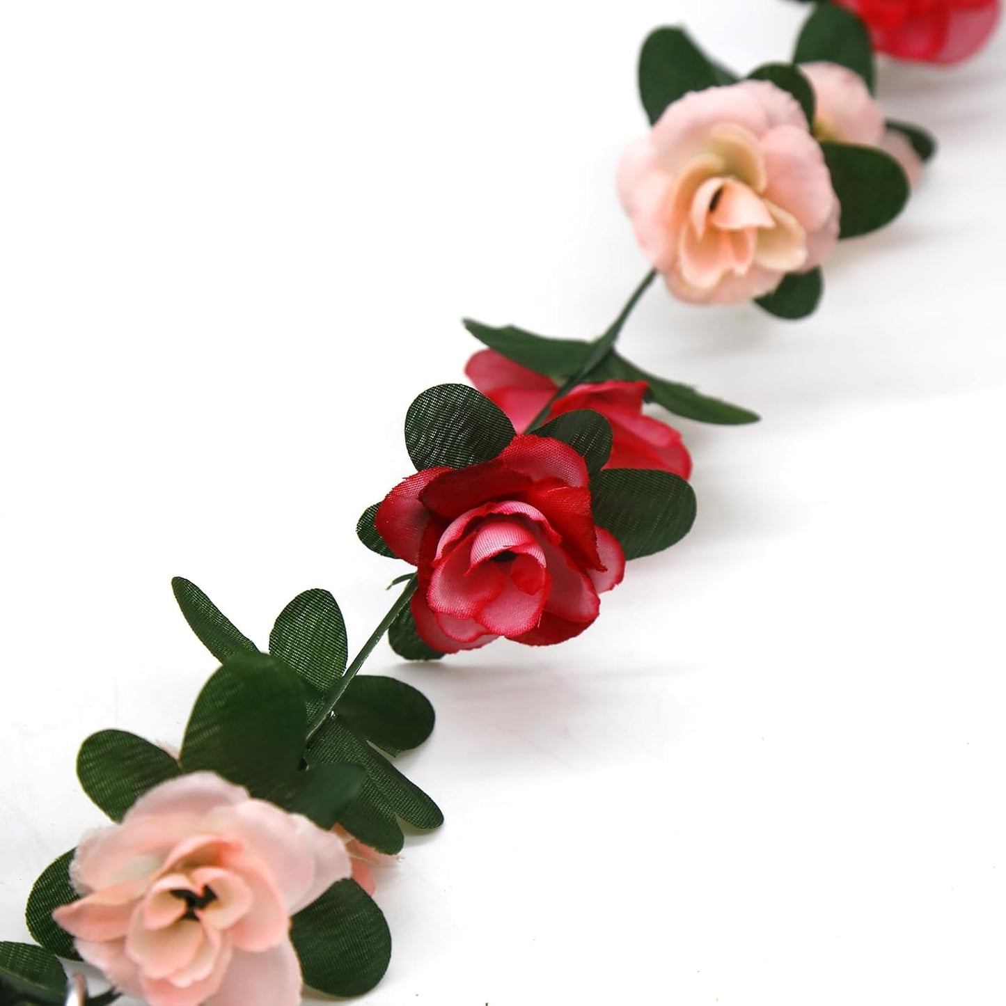 12 PCS 98.4 FT Artificial Flower Garland Pink Rose Garland for Wedding Room Decor（12,Pink）
