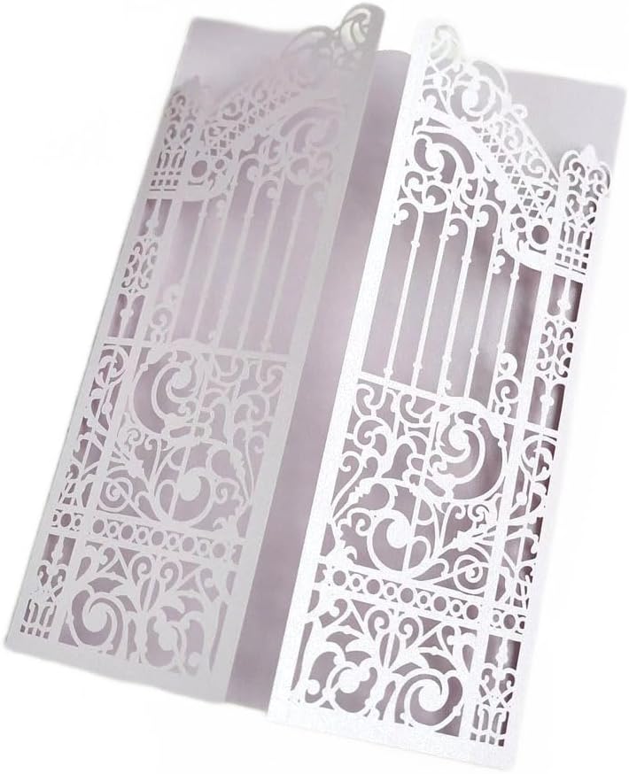 MillaSaw Lavender Laser Cut Wedding Invitations Gate invite Folder For Marriage Valentines Birthday Party 25 Sets (lavender, 4.9"x7.1")