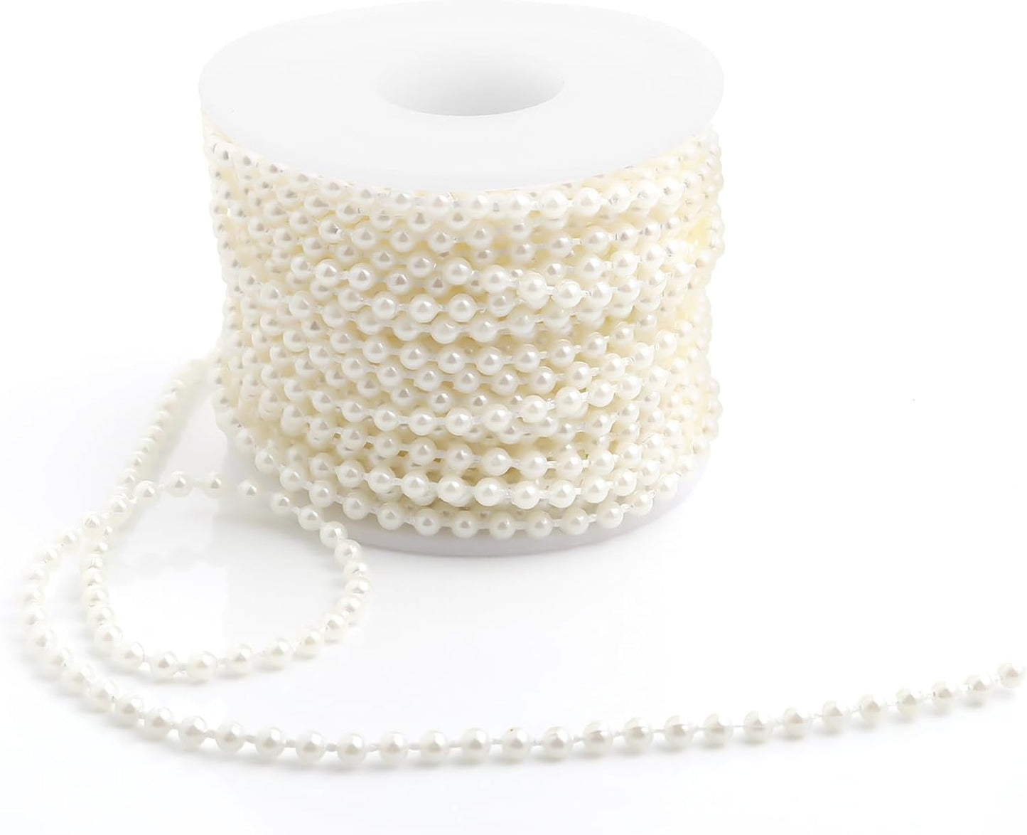 Pearls String Beads 33 Feet Crafts Faux Pearl Roll for Christmas Garland Flowers Wedding Party Jewelry Decoration(3mm Ivory)