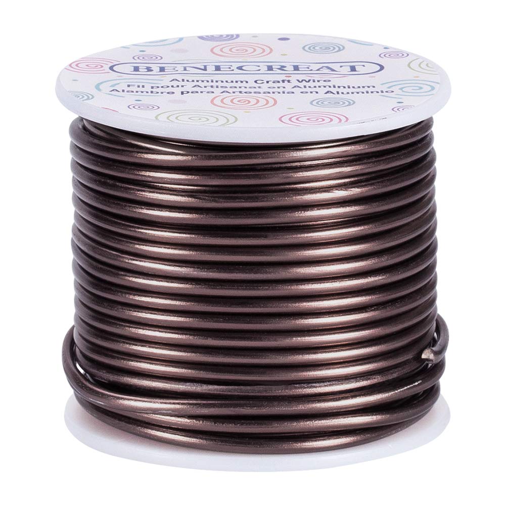 BENECREAT 9 Gauge 55FT Brown Jewelry Craft Wire Tarnish Resistant Bendable Aluminum Sculpting Metal Wire for Jewelry Craft Beading Work, Wreath, Tree Roots Model