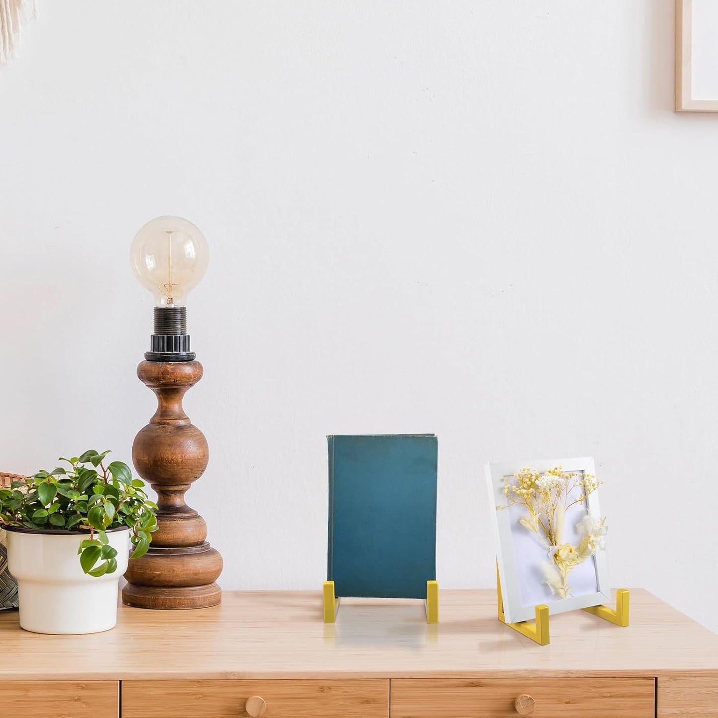 Sweetude 2 Pcs Large Plate Stands for Display Metal Frame Plate Holder Display Stand Decorative Table Top Easels for Picture, Book, Platter, Photo Easel (Gold,10 Inch)