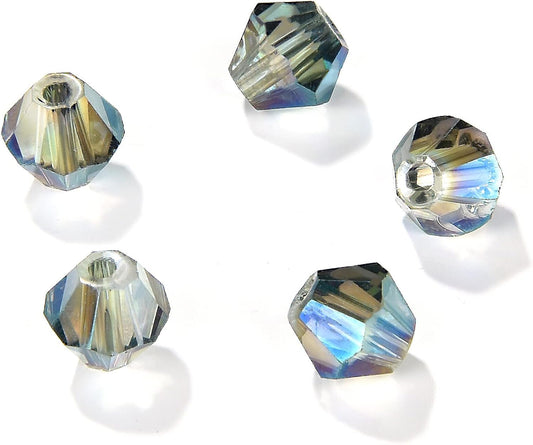 4mm Bicone 1800Pcs Clear Green Crystal Glass Beads Small Faceted Bicone Shape Crystal Glass Spacer Beads for Bracelet Necklace Decorative Hand Jewelry Making (Clear Green, 4MM)