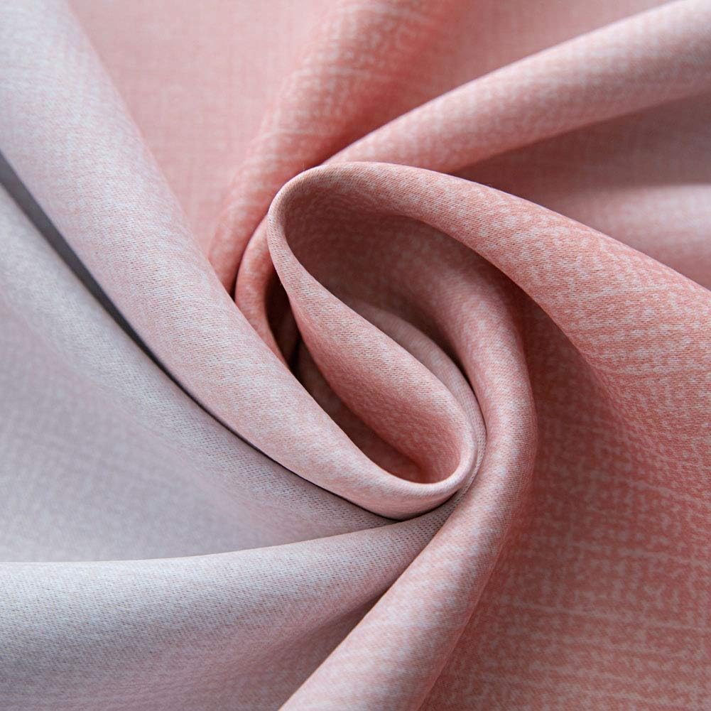 FANLI Ombre Rainbow Blackout Curtains for Kid Girls Bedroom Living Room Darking Stripe Double Layer Star Cut Out Wall Home Decor Gradient Grommet Window Curtains (Pink/Grey, 52W x 95L)