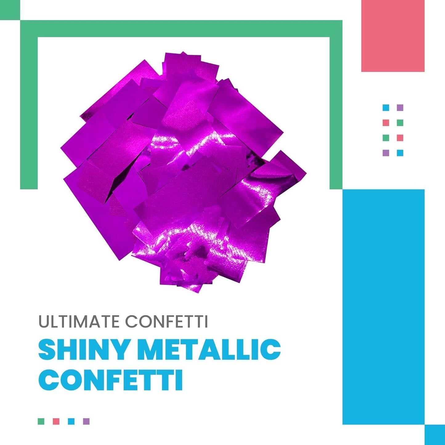 Fluttering Purple Mylar Shiny Foil Metallic Confetti – Rectangular Light-Weight and Slow-Falling Party Confetti for Cannon and Launcher use – Best for Celebrations - 30 lb, 480 oz