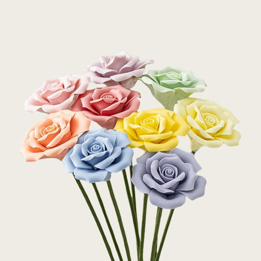 9 pcs Handmade Ceramic Roses,Featuring Vibrant Colors and Intricate Petal Details，Wedding Decoration Christmas Decor Gift Providing Long-Lasting Beauty Without The Hassle (Colour)